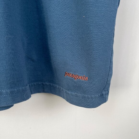 Patagonia Blue Casual Polo Shirt Men's Sz. M Golf Casual Organic Cotton Polo - Picture 6 of 7